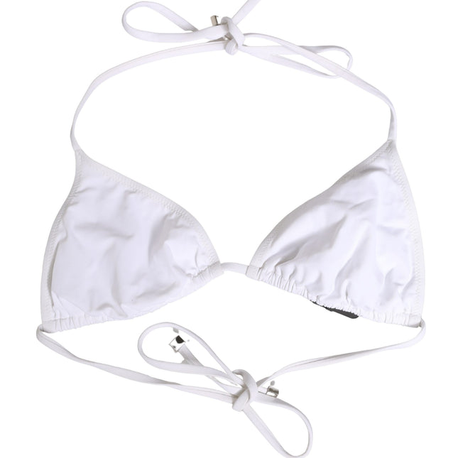 Dolce & Gabbana White Nylon Triangle Beachwear Bikini Top Swimwear