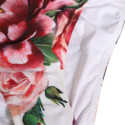 Dolce & Gabbana White Floral Print Swimsuit Bikini Bottom Swimwear