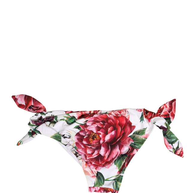 Dolce & Gabbana White Floral Print Swimsuit Bikini Bottom Swimwear