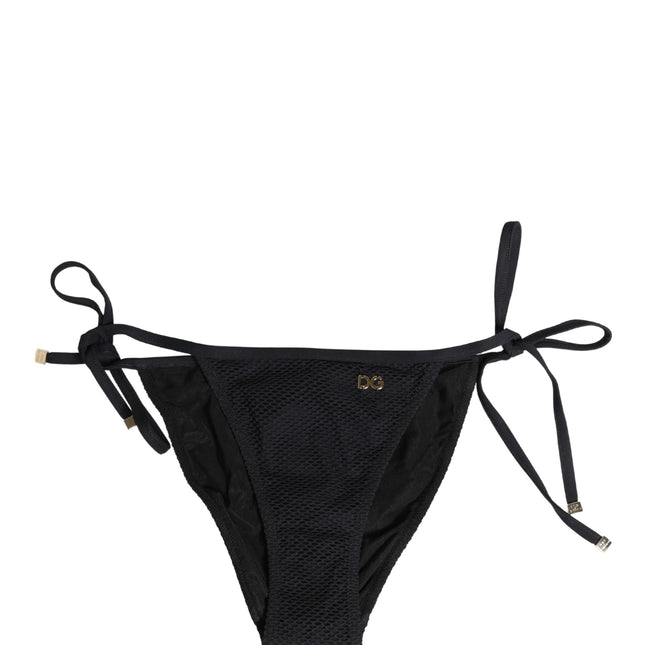 Dolce & Gabbana Black Tie-Side Bikini Bottom Swimsuit Swimwear