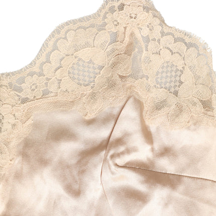 Dolce & Gabbana Beige Lace Silk Satin Tank Lingerie Sleepwear
