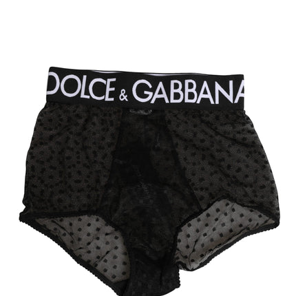 Dolce & Gabbana Black Logo Girdle High Waist Panty Underwear