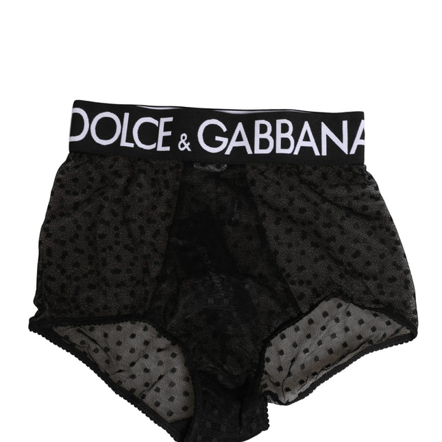 Dolce & Gabbana Black Logo Girdle High Waist Panty Underwear