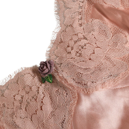 Dolce & Gabbana Pink Lace Silk Satin Tank Lingerie Sleepwear