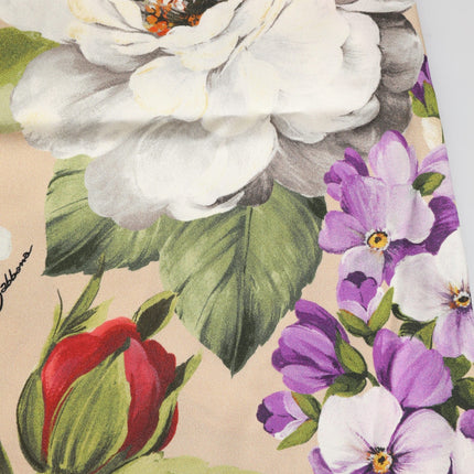 Dolce & Gabbana Beige Floral Silk Tank Short Chemise Sleepwear