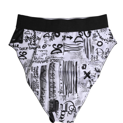 Dolce & Gabbana Black White Graphic Logo High Brief Underwear