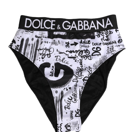 Dolce & Gabbana Black White Graphic Logo High Brief Underwear