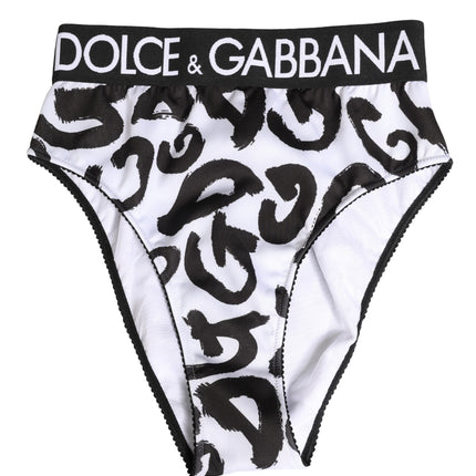 Dolce & Gabbana Black White Graphic Logo High Brief Underwear