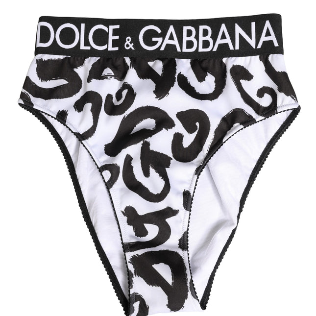 Dolce & Gabbana Black White Graphic Logo High Brief Underwear