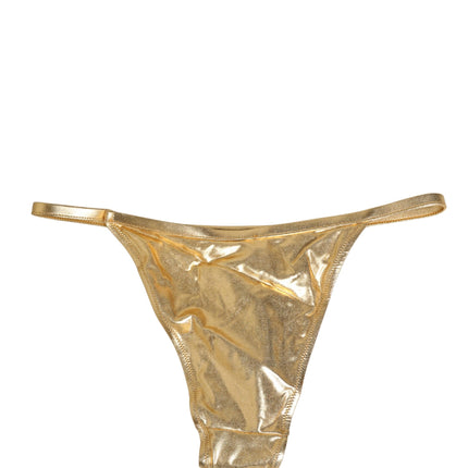 Dolce & Gabbana Gold-Tone Polyester Bikini Bottom Logo Swimwear