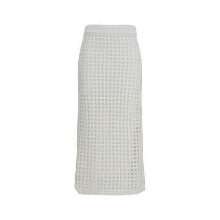 Max Mara Pure White Cotton Midi Skirt