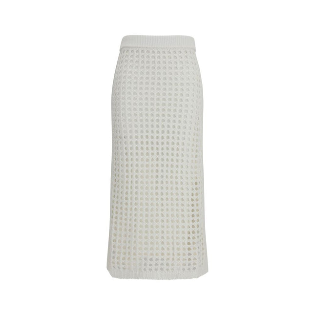 Max Mara Pure White Cotton Midi Skirt