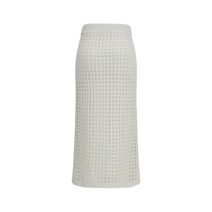 Max Mara Pure White Cotton Midi Skirt