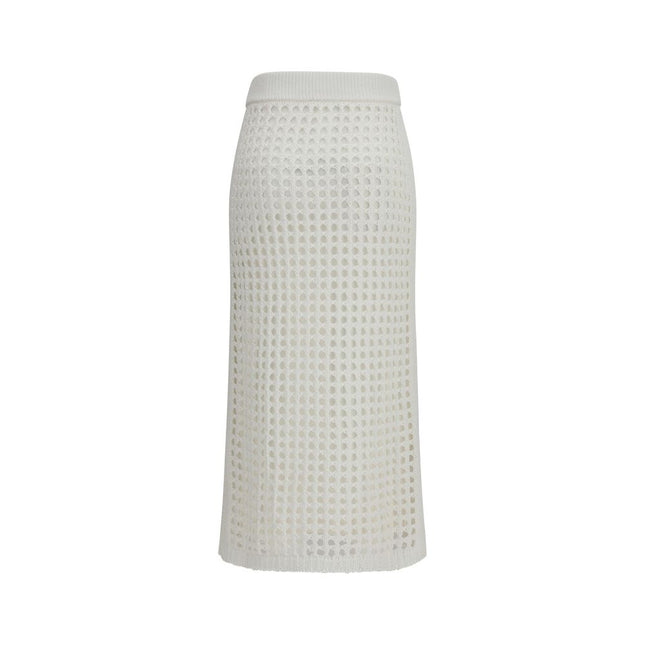 Max Mara Pure White Cotton Midi Skirt