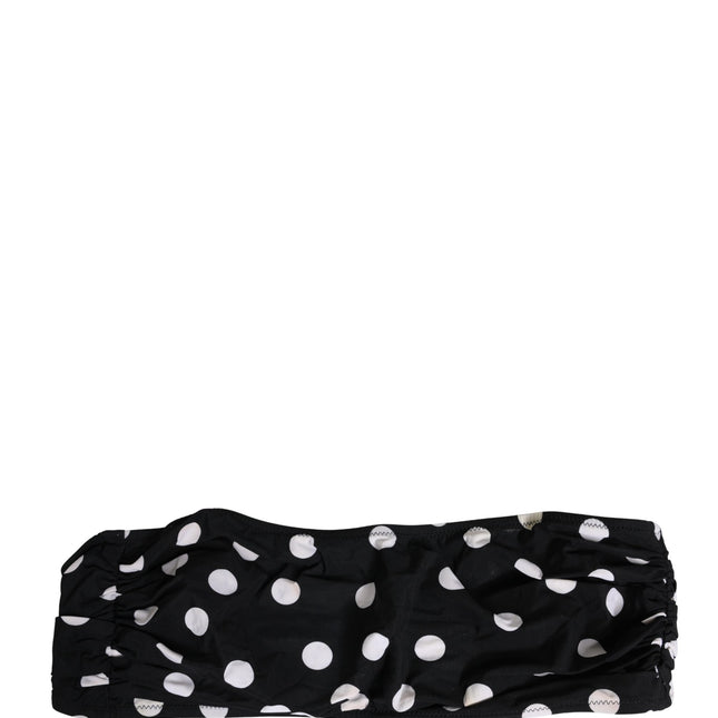Dolce & Gabbana Black White Polka Dot Bandeau Beachwear Swimwear