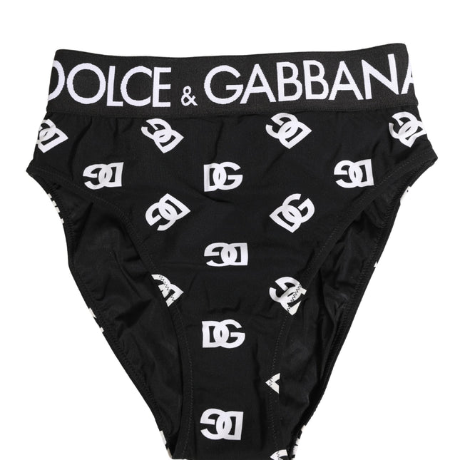 Dolce & Gabbana White Black Logo Waistband Midi Brief Underwear