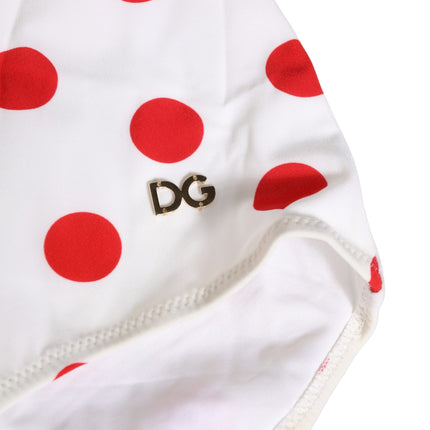 Dolce & Gabbana White Polka Dot One-Piece Swimsuit Swimwear