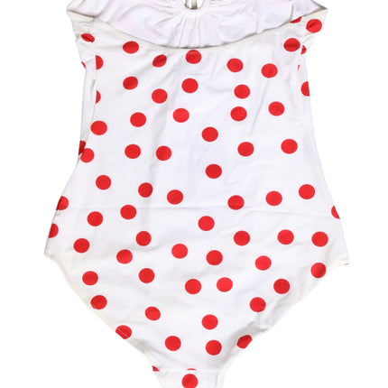 Dolce & Gabbana White Polka Dot One-Piece Swimsuit Swimwear
