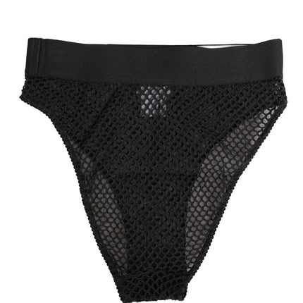 Dolce & Gabbana Black Cotton Mesh High Brief Panty Underwear
