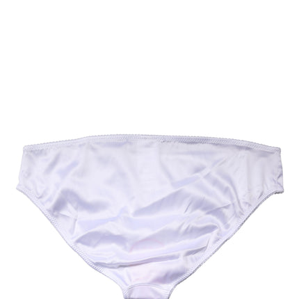 Dolce & Gabbana White Silk Stretch Mid Waist Brief Panty Underwear