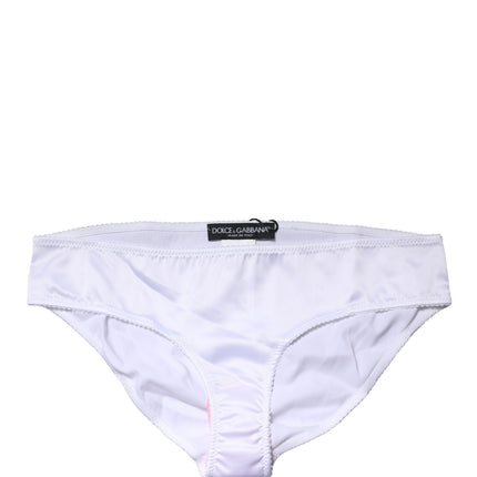 Dolce & Gabbana White Silk Stretch Mid Waist Brief Panty Underwear