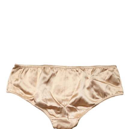 Dolce & Gabbana Beige Silk Stretch Mid Waist Brief Panty Underwear