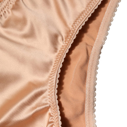 Dolce & Gabbana Beige Silk Stretch Mid Waist Brief Panty Underwear