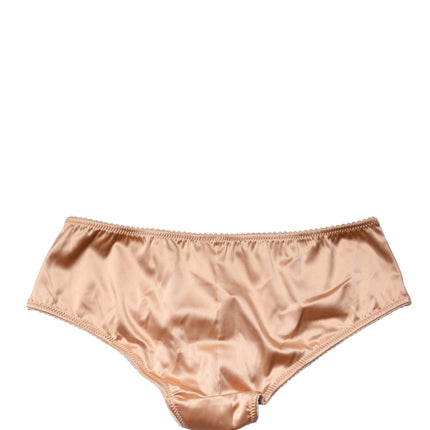 Dolce & Gabbana Beige Silk Stretch Mid Waist Brief Panty Underwear