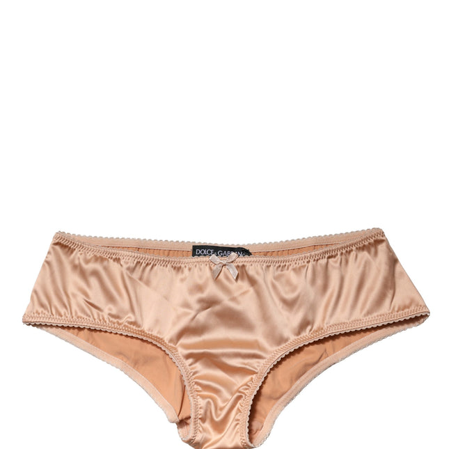 Dolce & Gabbana Beige Silk Stretch Mid Waist Brief Panty Underwear