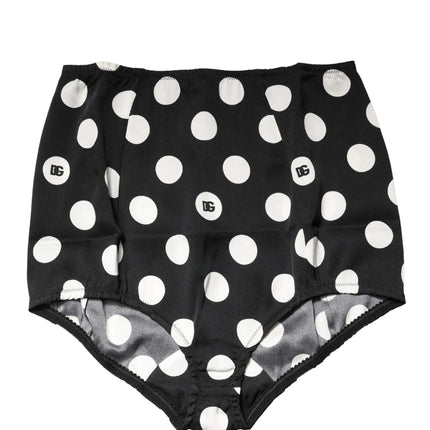 Dolce & Gabbana Black Polka Dot High Waist Girdle Panty Underwear