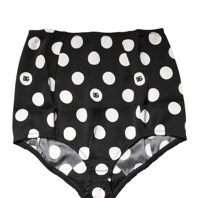 Dolce & Gabbana Black Polka Dot High Waist Girdle Panty Underwear