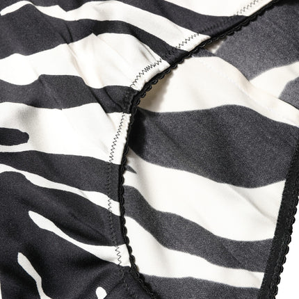 Dolce & Gabbana Black White Zebra High Waist Girdle Panty Underwear