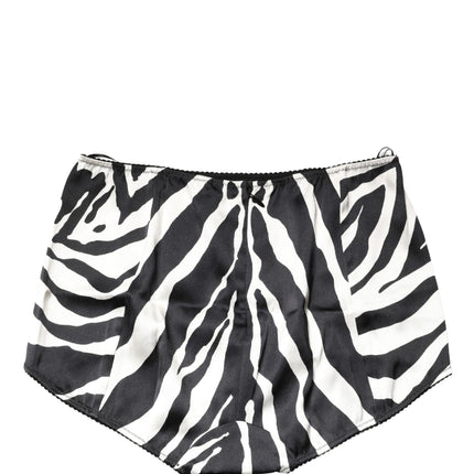 Dolce & Gabbana Black White Zebra High Waist Girdle Panty Underwear