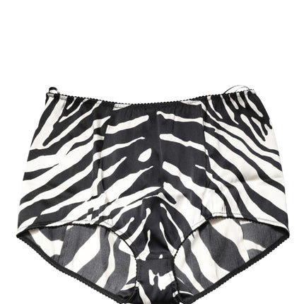 Dolce & Gabbana Black White Zebra High Waist Girdle Panty Underwear
