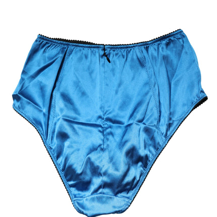 Dolce & Gabbana Blue Silk Blend High Waist Girdle Panty Underwear
