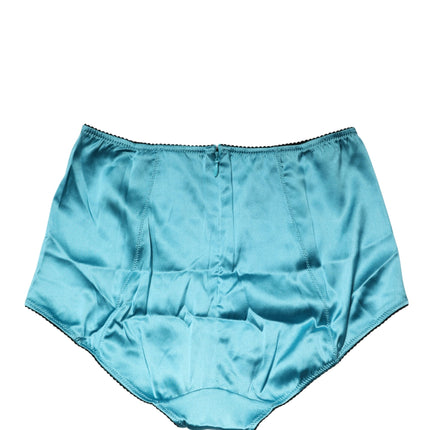 Dolce & Gabbana Blue Silk Blend High Waist Girdle Panty Underwear