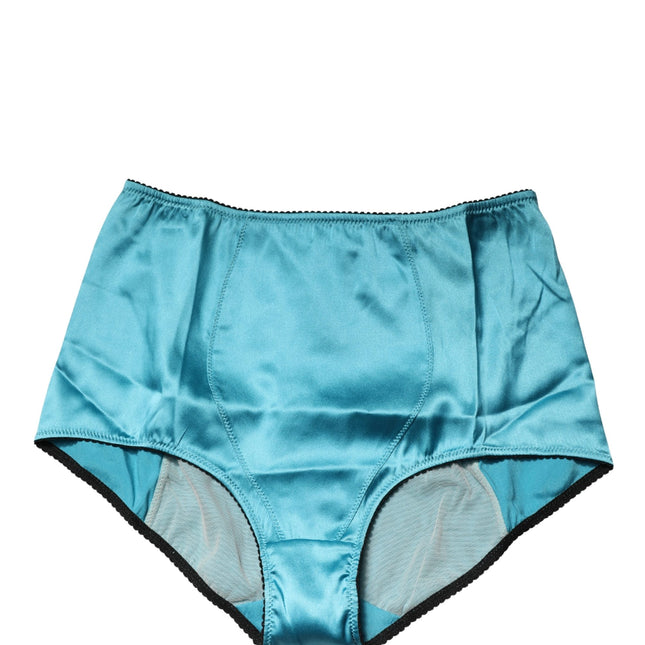 Dolce & Gabbana Blue Silk Blend High Waist Girdle Panty Underwear