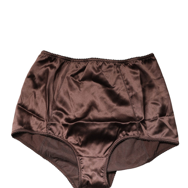 Dolce & Gabbana Brown Silk Blend High Waist Girdle Panty Underwear