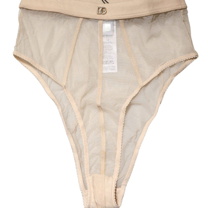 Dolce & Gabbana Beige Silk Blend High Waist Brief Panty Underwear