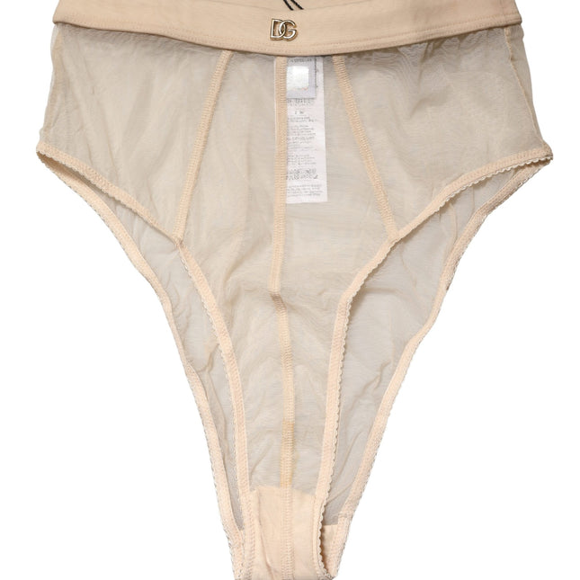 Dolce & Gabbana Beige Silk Blend High Waist Brief Panty Underwear