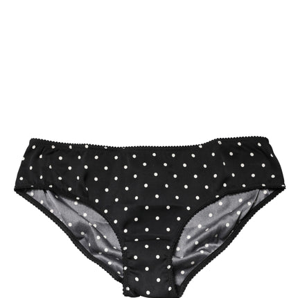 Dolce & Gabbana Black Polka Dots Mid Waist Brief Panty Underwear