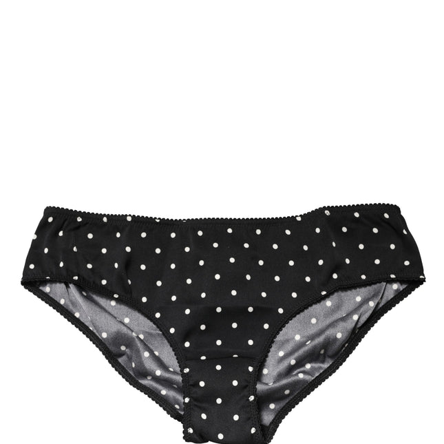 Dolce & Gabbana Black Polka Dots Mid Waist Brief Panty Underwear