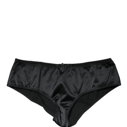 Dolce & Gabbana Black Silk Stretch Mid Waist Brief Panty Underwear