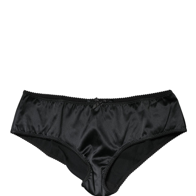 Dolce & Gabbana Black Silk Stretch Mid Waist Brief Panty Underwear