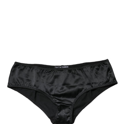 Dolce & Gabbana Black Silk Stretch Mid Waist Brief Panty Underwear