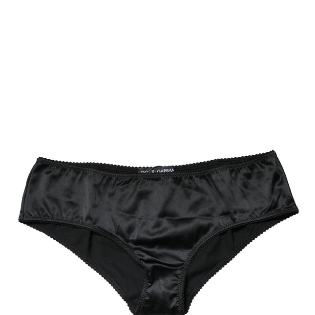 Dolce & Gabbana Black Silk Stretch Mid Waist Brief Panty Underwear