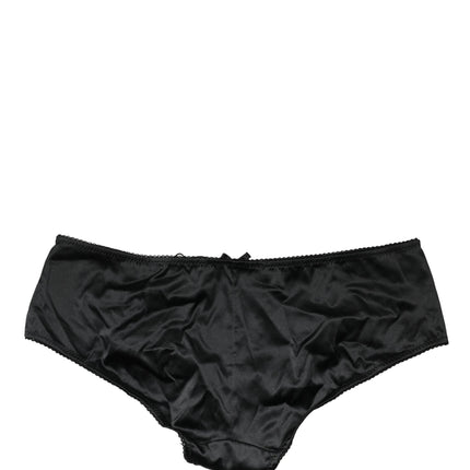 Dolce & Gabbana Black Silk Stretch Mid Waist Brief Panty Underwear