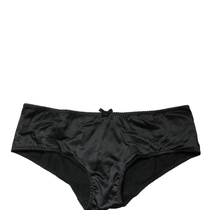 Dolce & Gabbana Black Silk Stretch Mid Waist Brief Panty Underwear