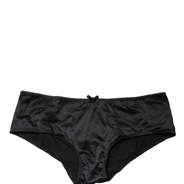Dolce & Gabbana Black Silk Stretch Mid Waist Brief Panty Underwear