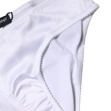 Dolce & Gabbana White Silk Stretch Mid Waist Brief Panty Underwear